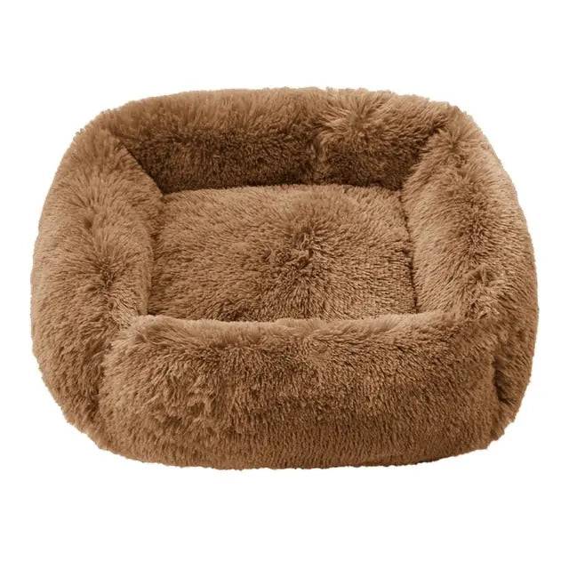 TrendyPet's Zone khaki fluffy dog sofa bed with plush surface, rectangular pet bed for small to large dogs, indoor winter warm kennel