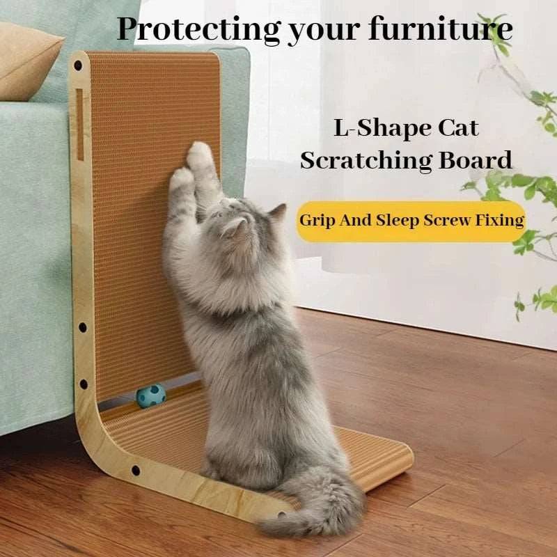 L-shape cat scratching post from TrendyPet's Zone with catnip, wear-resistant board, and sofa protector for furniture scratching.