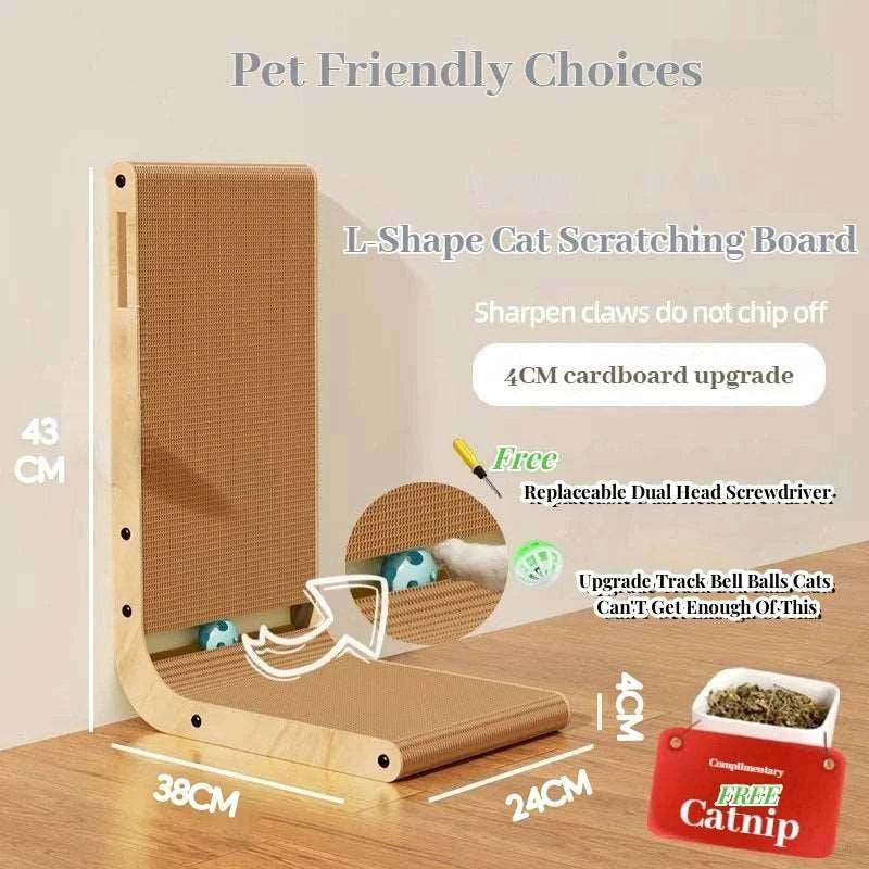 L-shape cat scratching post by TrendyPet's Zone with durable, scratch-resistant board, catnip, and sofa protector furniture toy