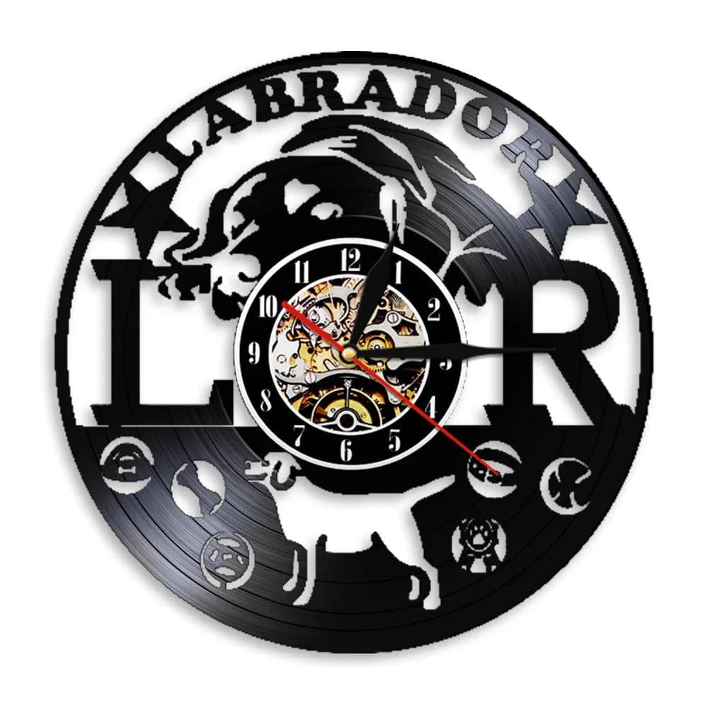 Labrador LR Dog 3D Wall Clock Vinyl Record (LED) Wall Clock Puppy Animal Timepiece Home Decoration Wall Art TRENDYPET'S ZONE