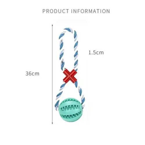 Lake Blue White Hemp Rope Toys Treat Interactive Rubber Leaking Balls for Small Dogs Chewing Bite Resistant Pet Tooth Cleaning - TrendyPet's Zone