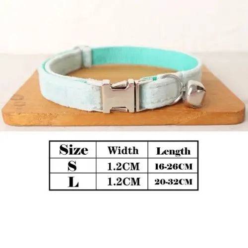 Light Cyan Cat Small Dog Collar with Bell Personalized Engraving ID Tag Nameplate Kitten Collars Necklace Small Dogs Puppy Bulldog Chihuahua Yorshire - TrendyPet's Zone