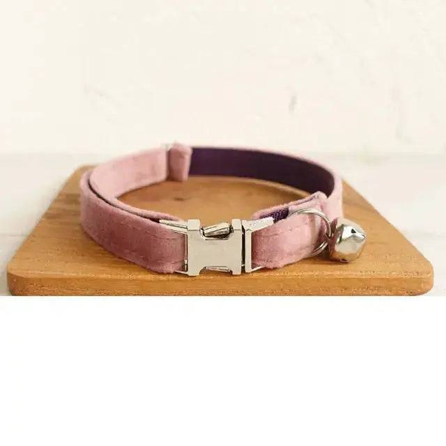 Light Pink Cat Small Dog Collar with Bell Personalized Engraving ID Tag Nameplate Kitten Collars Necklace Small Dogs Puppy Bulldog Chihuahua Yorshire - TrendyPet's Zone