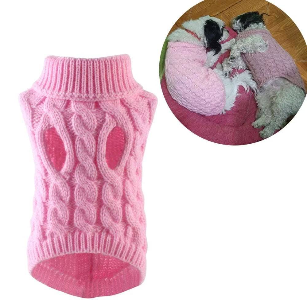 Light Pink Winter Pet Sweaters Turtleneck Knitted Vest Coat TRENDYPET'S ZONE