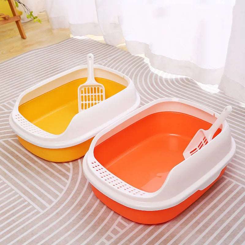Orange Half Closed High-Capacity Cat Litters Box Anti-splash Durable For Home Indoor TRENDYPET'S ZONE