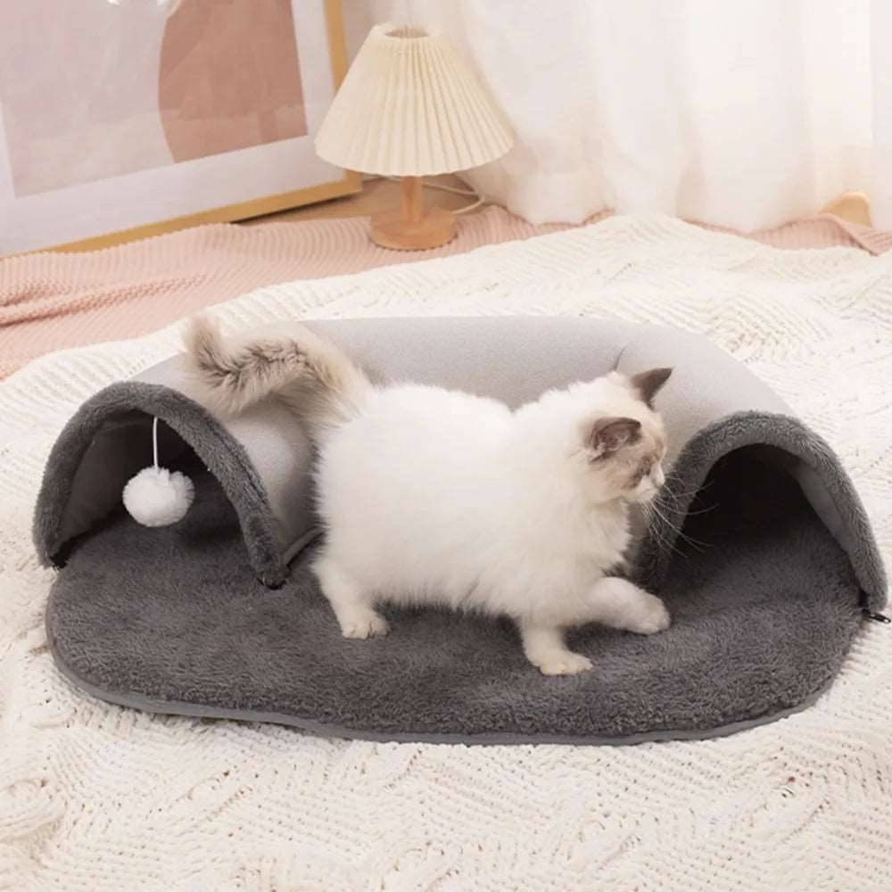 Colorful pet cat tunnel and bed from TrendyPet's Zone, featuring a cozy nest and interactive indoor play tunnel for kittens.