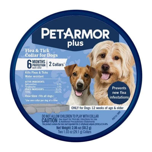 PetArmor Plus Flea & Tick Collar for Dogs, Protection for 12 Months, Water Resistant, 6-Months Protection Each, 2 Collars TRENDYPET'S ZONE