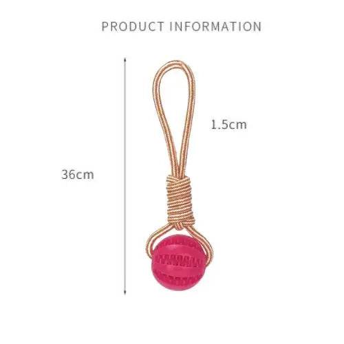 Pink Ball Hemp Rope Toys Treat Interactive Rubber Leaking Balls for Small Dogs Chewing Bite Resistant Pet Tooth Cleaning - TrendyPet's Zone