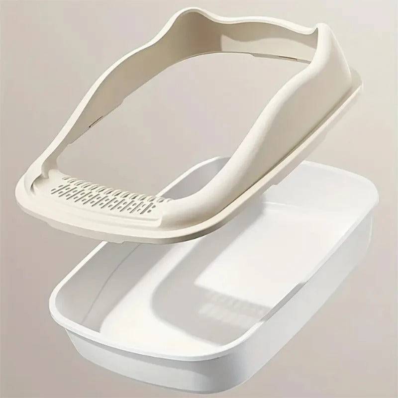 Pink TrendyPet's Zone cat litter box with anti-splash design, designed for kittens and small cats, features a convenient toilet tray.