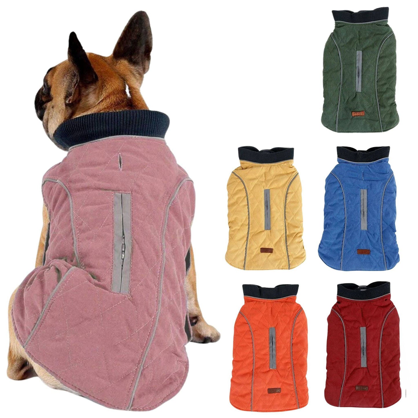 Pink Cozy Quilted Dog Coat Warm Jacket Retro Thick Vest - TrendyPet's Zone