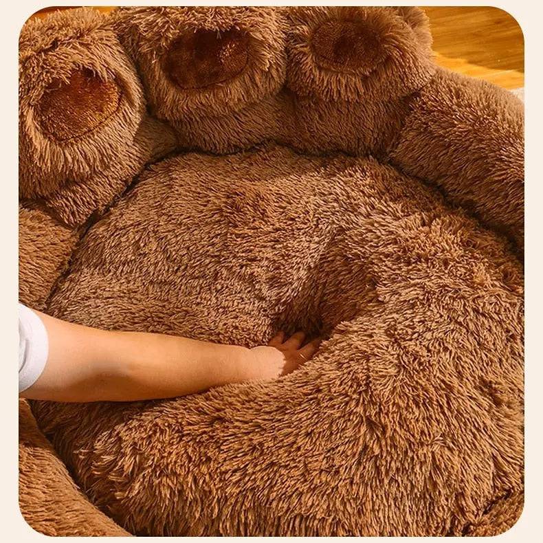 Pink Dog Bed Mat Round Large Pet House Long Plush Deep Sleeping Warm Bear Paw Shape Super Soft Cushion Calm Beds High Quality TrendyPet's Zone
