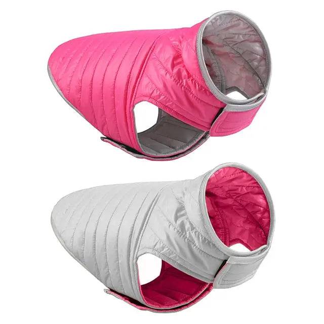 Pink Grey Reversible Jacket Dual Colors Reflective Winter Dog Clothes Coat Vest - TrendyPet's Zone
