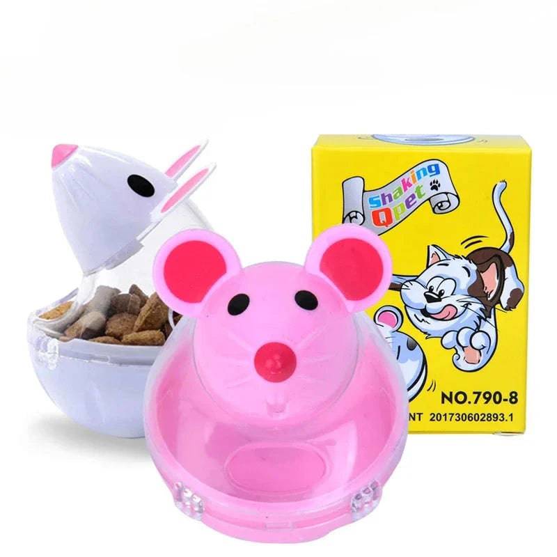 Pink Mouse Tumbler Leak Food Feeder Pet Puzzle Cartoon Cats Toy Leakage Ball Kitten Interactive Toys Slow Feeding Pet Supplies TRENDYPET'S ZONE