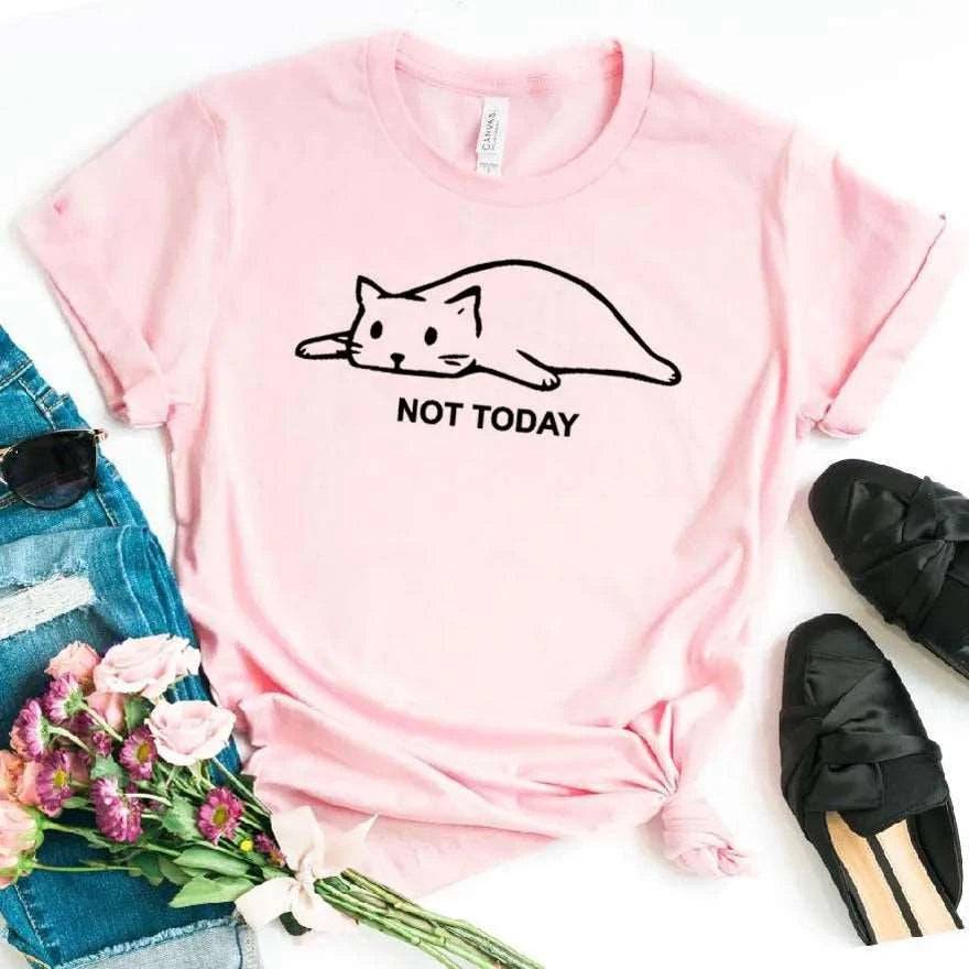 Pink Not Today Cat Women T-shirt Cotton Casual Funny For Lady Girl Top Tee - TrendyPet's Zone