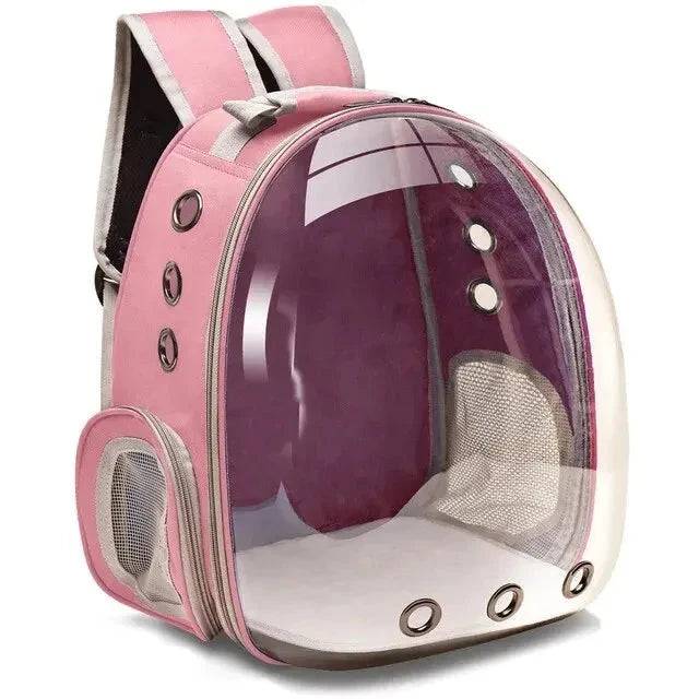 Pink Pet Carrier Backpack Transparent Capsule Bubble Backpack Small Animal Puppy Kitten Breathable Carrier for Travel - TrendyPet's Zone