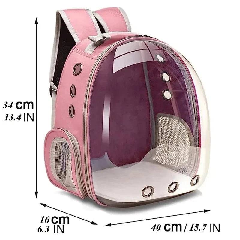 Pink Pet Carrier Backpack Transparent Capsule Bubble Backpack Small Animal Puppy Kitten Breathable Carrier for Travel - TrendyPet's Zone