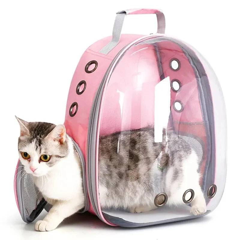 Pink Pet Carrier Backpack Transparent Capsule Bubble Backpack Small Animal Puppy Kitten Breathable Carrier for Travel - TrendyPet's Zone