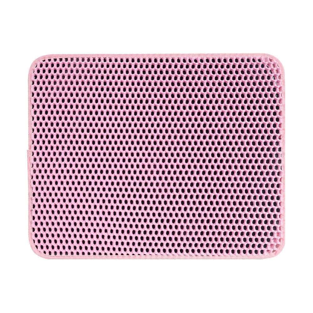 Pink waterproof EVA cat litter mat with double-layer design from TrendyPet's Zone, traps litter and keeps the area clean.