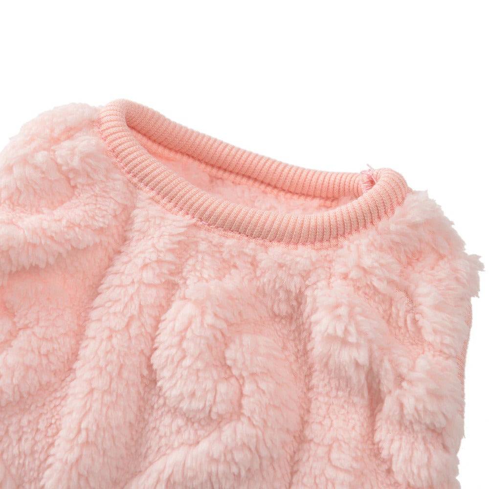 Pink cozy fleece sweater for dogs and cats, warm autumn winter pet sweater from TrendyPet's Zone.