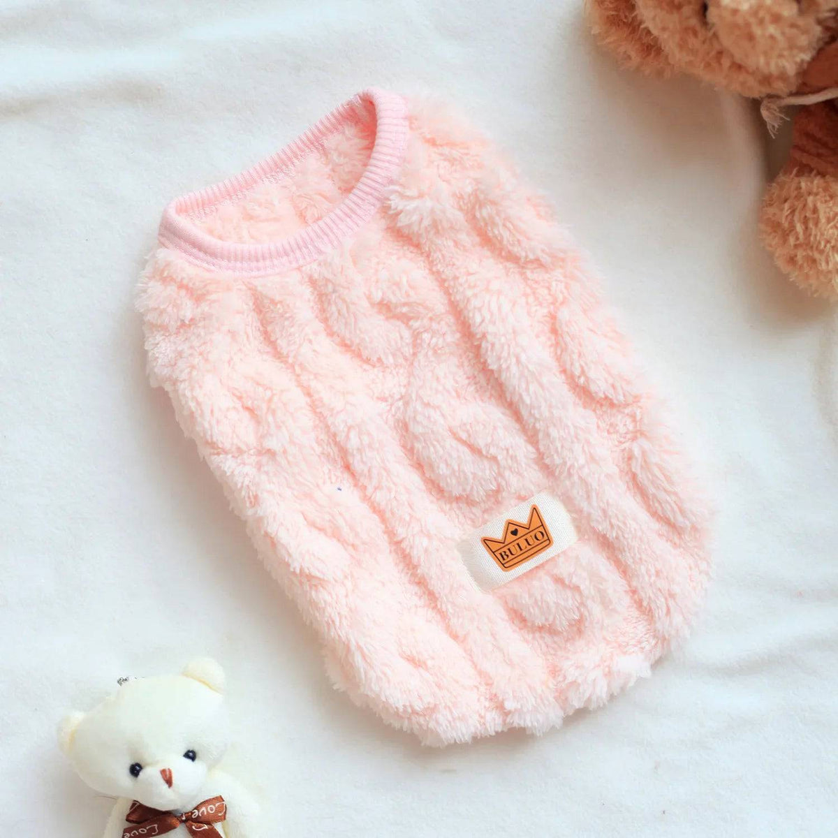 Pink cozy fleece sweater for dogs and cats, warm autumn winter fleece sweater from TrendyPet's Zone.