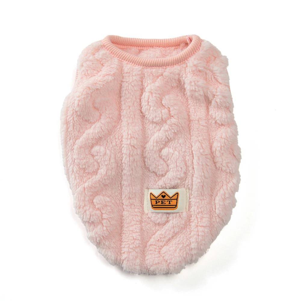 Pink cozy fleece sweater for dogs and cats, perfect for autumn and winter warmth, by TrendyPet's Zone.