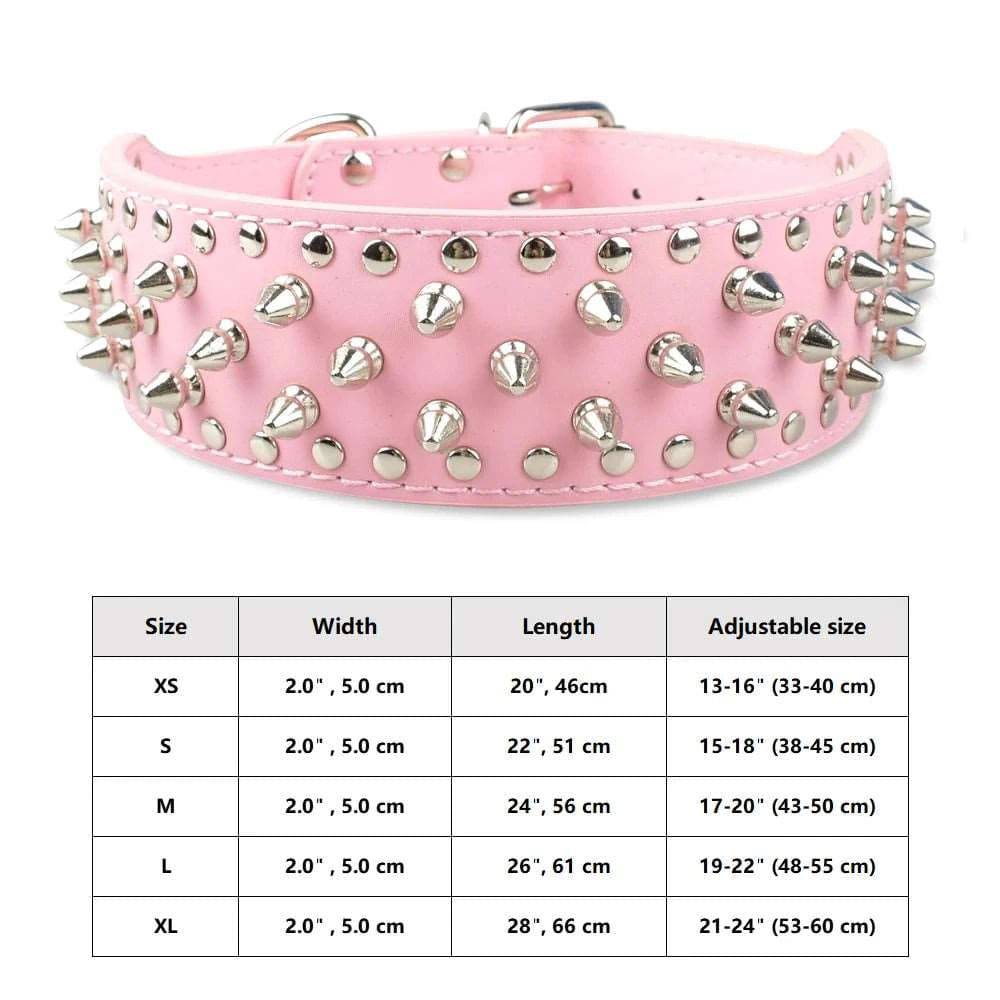 Pink Spiked Studded Leather Dog Collar Adjustable Anti-Bite Puppy Neck Strap Collars For Small Medium Dogs - TrendyPet's Zone