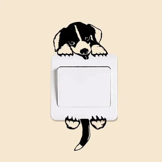 Puppy Tail Cute Dogs Switch Panel Stickers For Home Decoration Diy Cartoon Puppy Animals 3d Vinyl Mural Art Kids Room Wall Decals Posters TrendyPet's Zone
