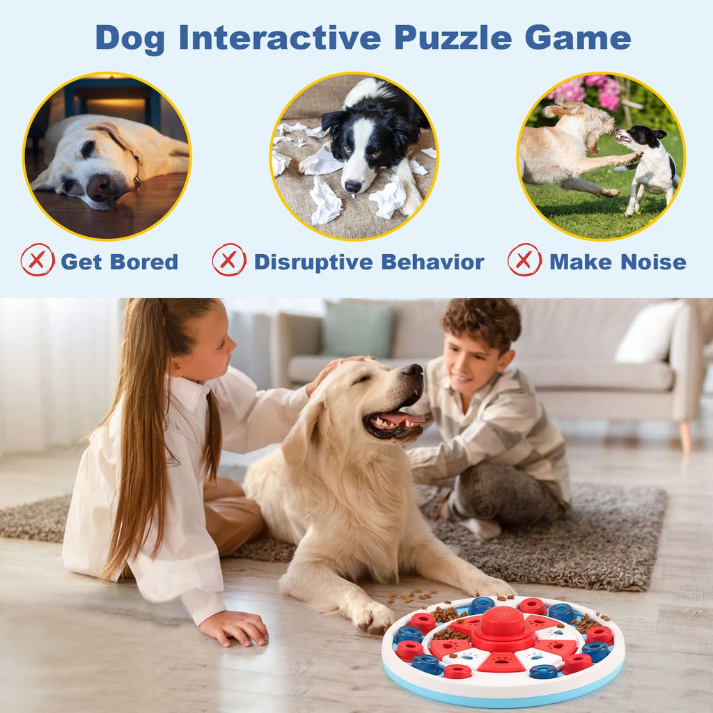 Red anti-choking puzzle dog food dispenser and training toy by TrendyPet's Zone, designed to engage pets and promote safe feeding.