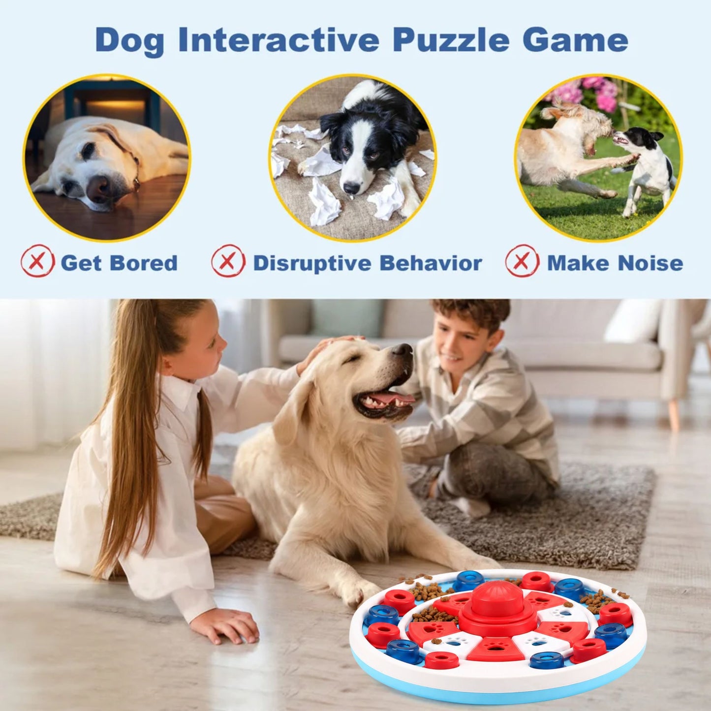 Red anti-choking puzzle dog food dispenser by TrendyPet's Zone, an engaging training toy for slow feeding and mental stimulation.