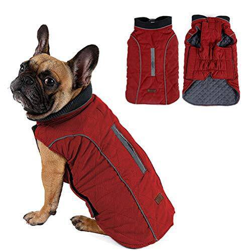 Red Cozy Quilted Dog Coat Warm Jacket Retro Thick Vest - TrendyPet's Zone