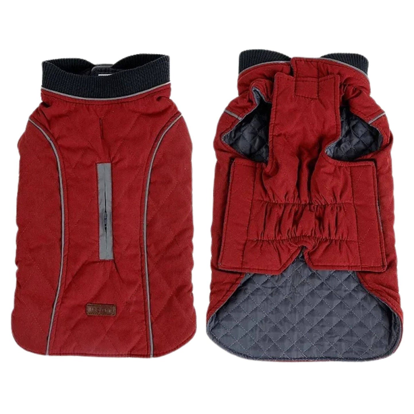 Red Cozy Quilted Dog Coat Warm Jacket Retro Thick Vest - TrendyPet's Zone