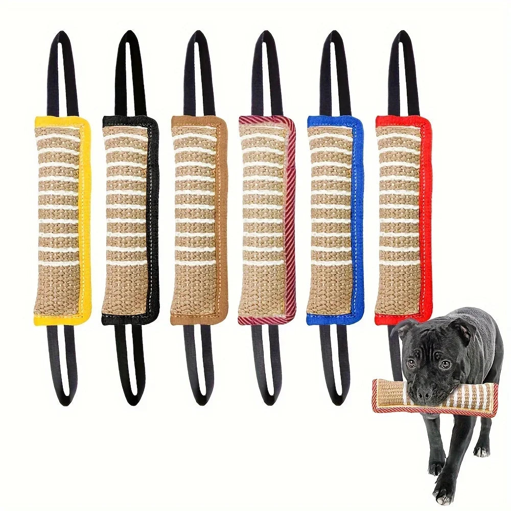 Yellow dog bite tug toy from TrendyPet's Zone designed for dental health and teething relief for dogs.