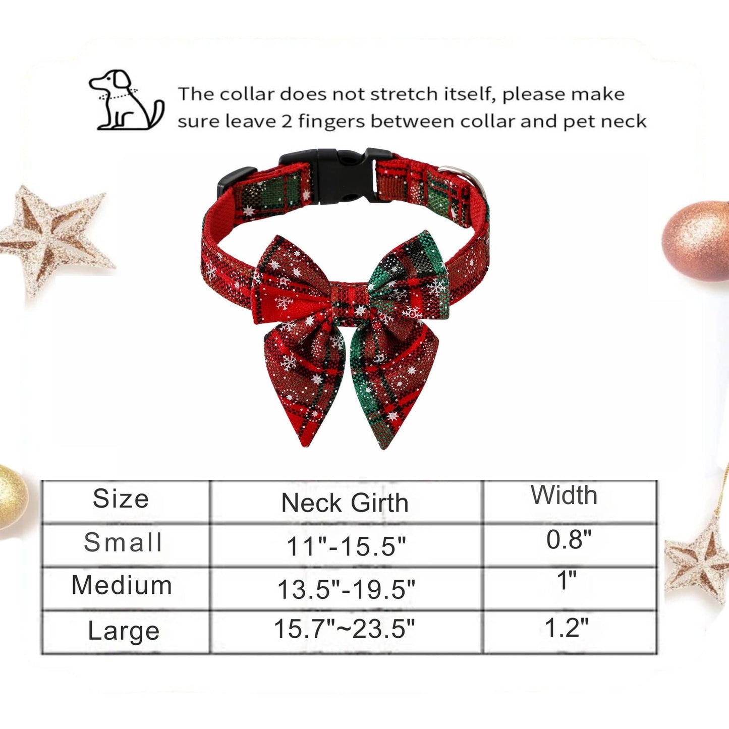 Red Green Christmas Snowflake Pet Collar Holiday Bow Design - TrendyPet's Zone