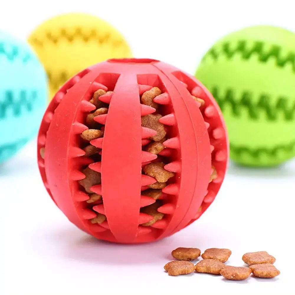 Red Interactive Dog Ball Toys Dispenser Teaser Rubber Chew Toys for Small Big Pet Dogs Cats Tooth Mouth Cleaning Accessories Product - TrendyPet's Zone