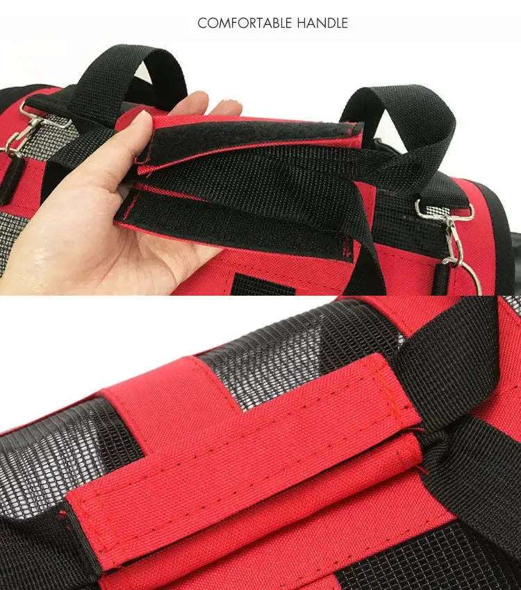 Red Pet Carrying Bag Large Capacity Portable Breathable Shoulder Bag For Outdoor Use Suitable For All Seasons - TrendyPet's Zone