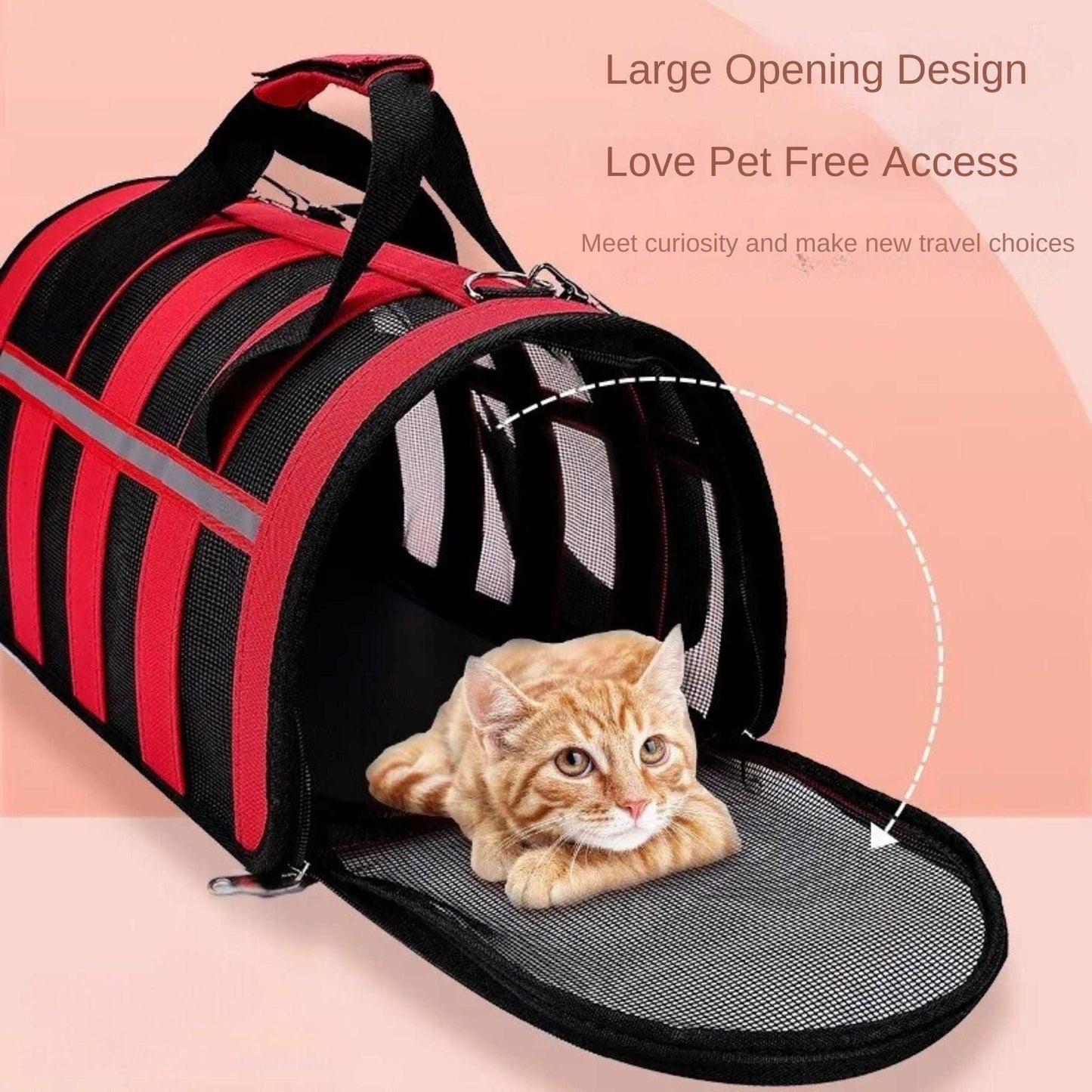 Red Pet Carrying Bag Large Capacity Portable Breathable Shoulder Bag For Outdoor Use Suitable For All Seasons - TrendyPet's Zone
