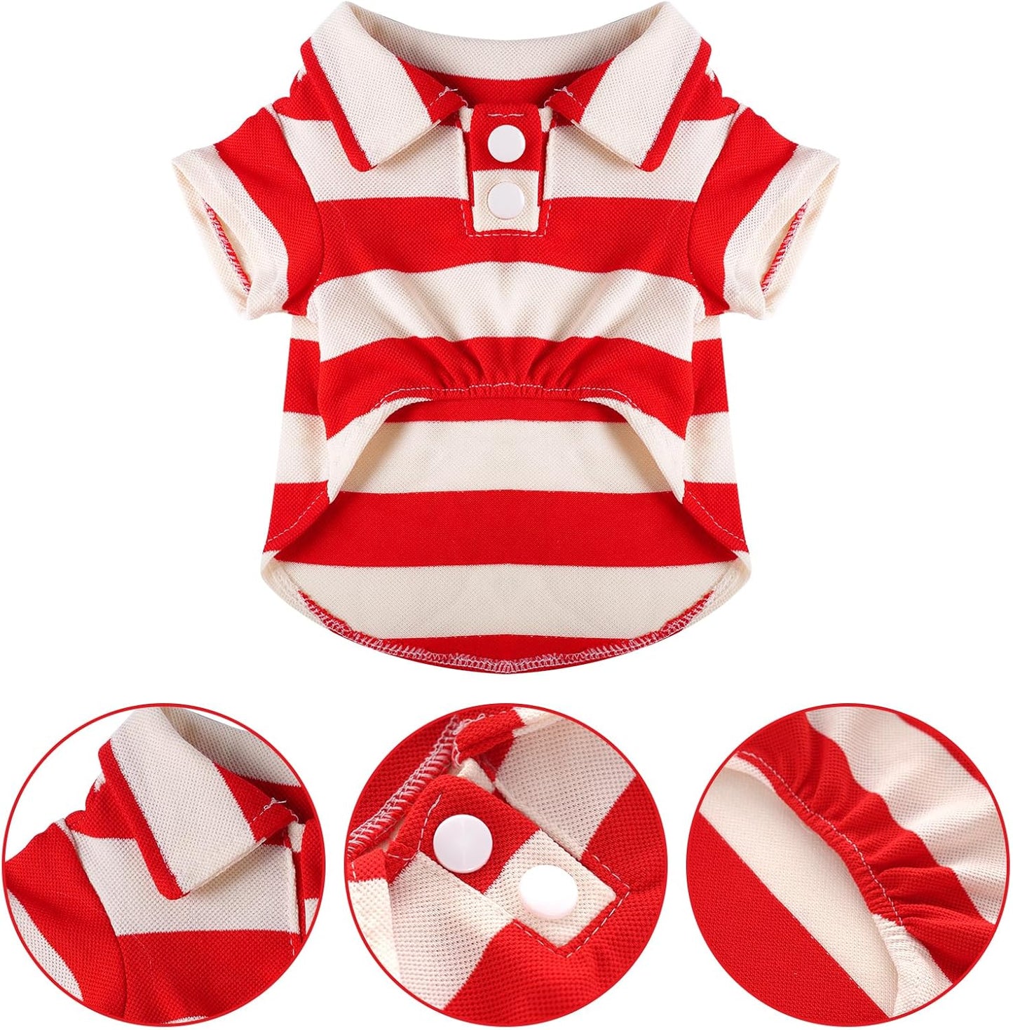Red pet polo shirt from TrendyPet's Zone, casual summer cat clothing for small and large kittens, lightweight and comfortable.