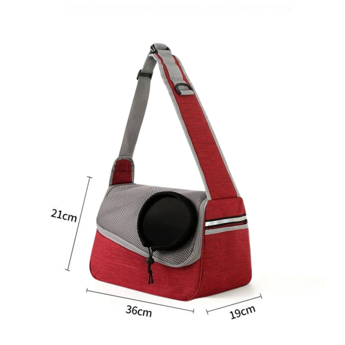 Red TrendyPet's Zone pet crossbody carrier with breathable mesh, suitable for dogs and cats, designed for comfortable one-shoulder carrying.