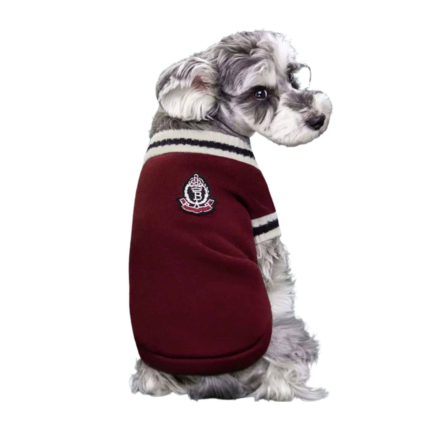 Red Preppy Style V-Neck Dog Sweater Warm Winter Pet Cloth - TrendyPet's Zone
