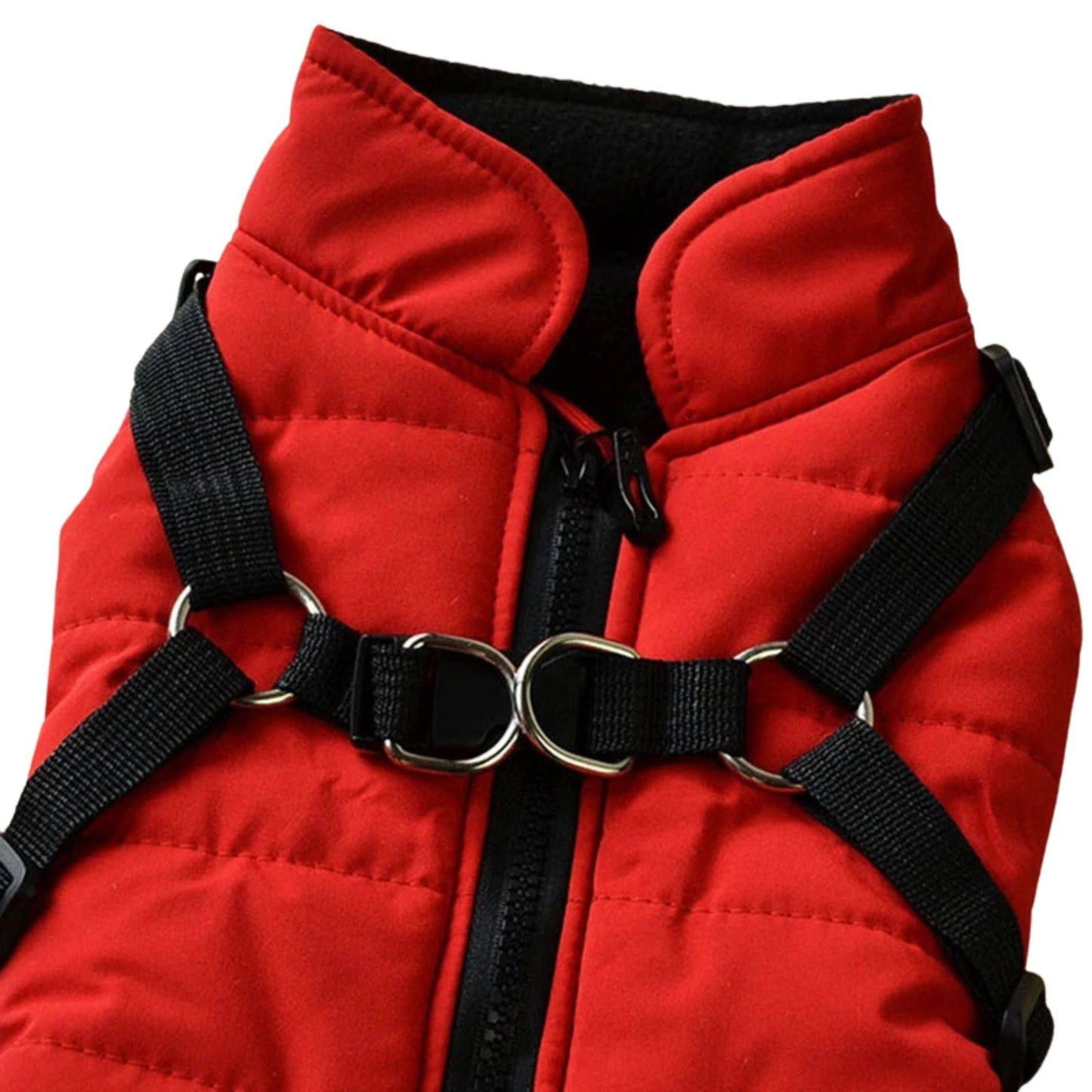 Red Waterproof Dog Vest Jacket with Harness Winter Coats - TrendyPet's Zone