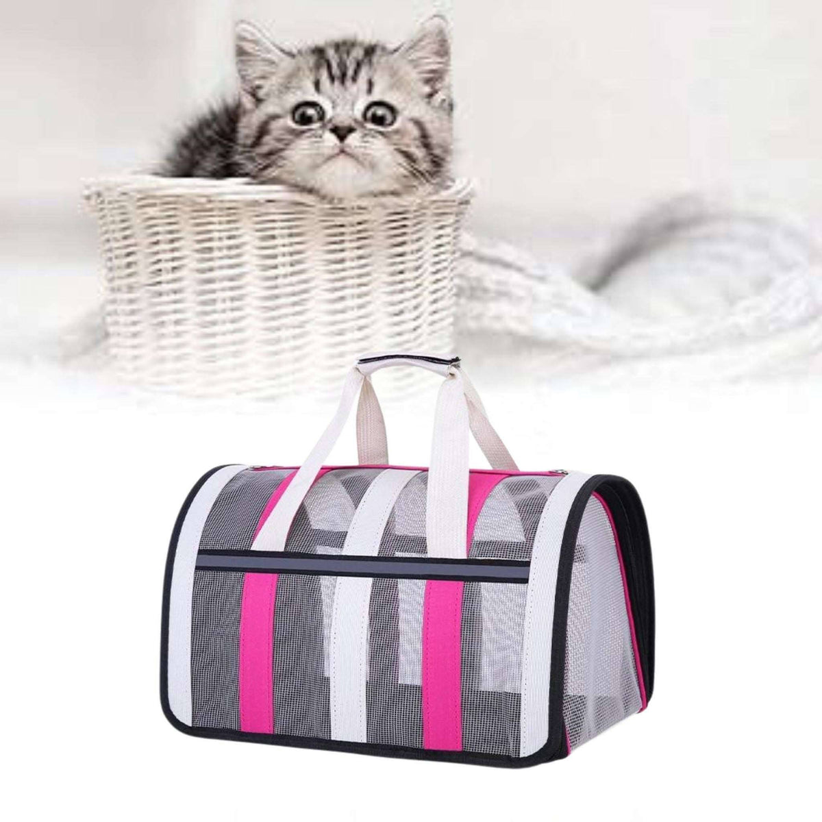 Rose red pet carrying bag by TrendyPet's Zone, large capacity, breathable shoulder carrier for outdoor use, suitable for all seasons.