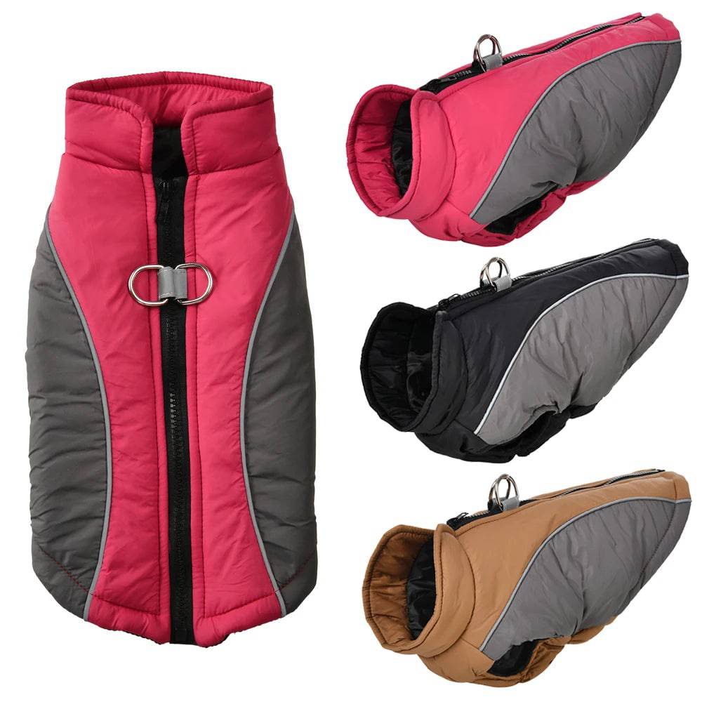 Rose Red Reflective Winter Jacket Windproof Dog Coats & Vest - TrendyPet's Zone