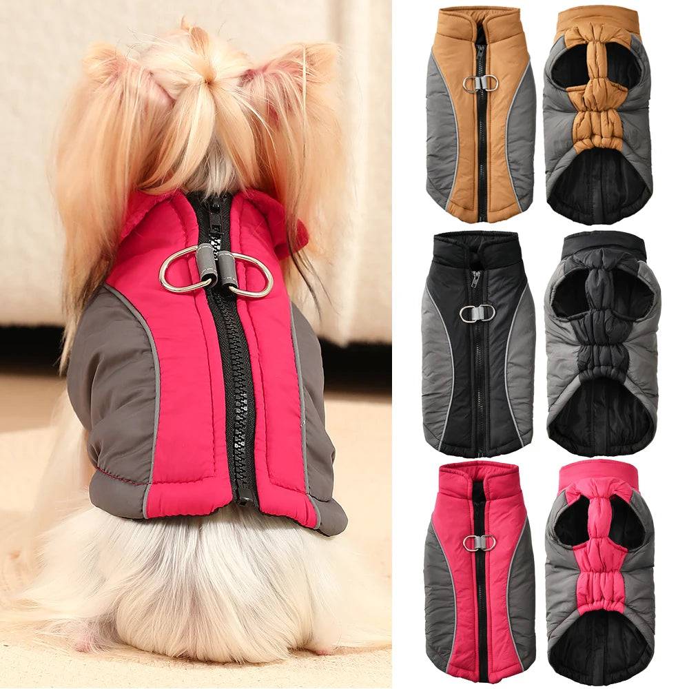Rose Red Reflective Winter Jacket Windproof Dog Coats & Vest - TrendyPet's Zone