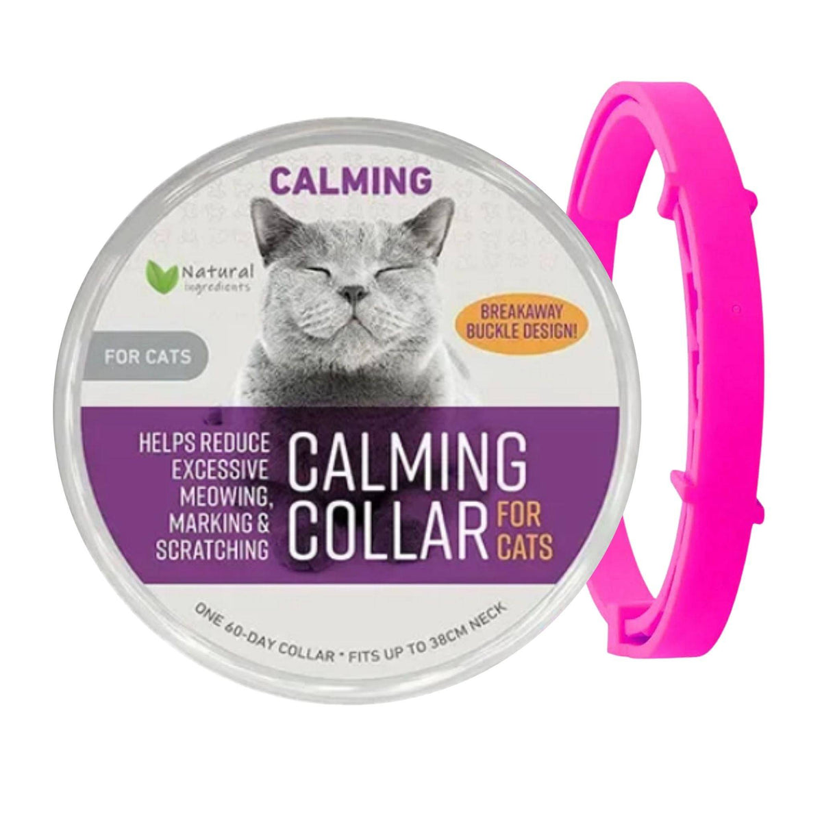 Pink TrendyPet's Zone calming cat collar with adjustable strap, natural pheromones, designed to reduce anxiety in cats.