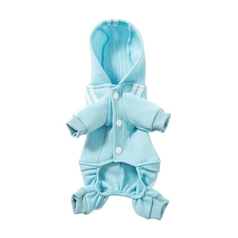 Sky Blue Dog Hoodies Winter Pet Jumpsuit Pajamas Four Legged - TrendyPet's Zone