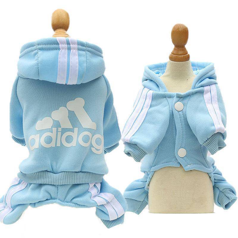 Sky Blue Dog Hoodies Winter Pet Jumpsuit Pajamas Four Legged - TrendyPet's Zone