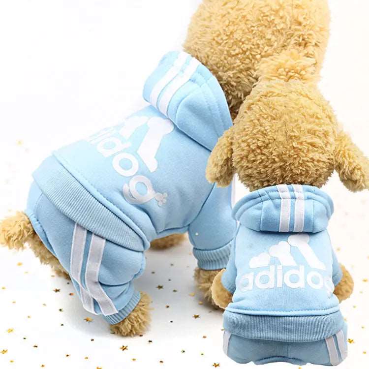Sky Blue Dog Hoodies Winter Pet Jumpsuit Pajamas Four Legged - TrendyPet's Zone
