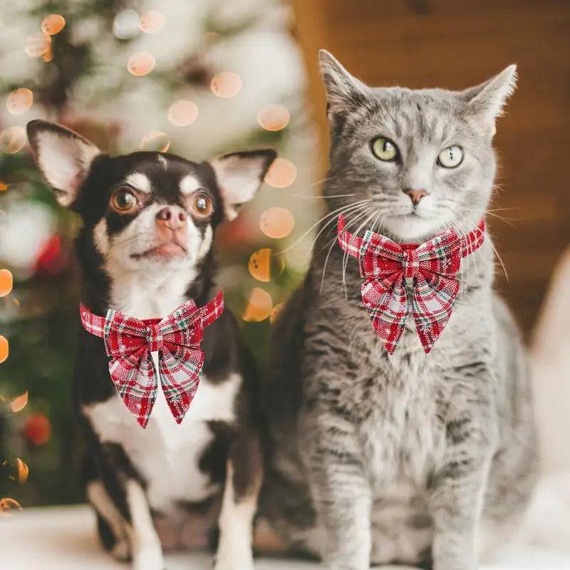 Snow Christmas Snowflake Pet Collar Festive Bow Design - TrendyPet's Zone
