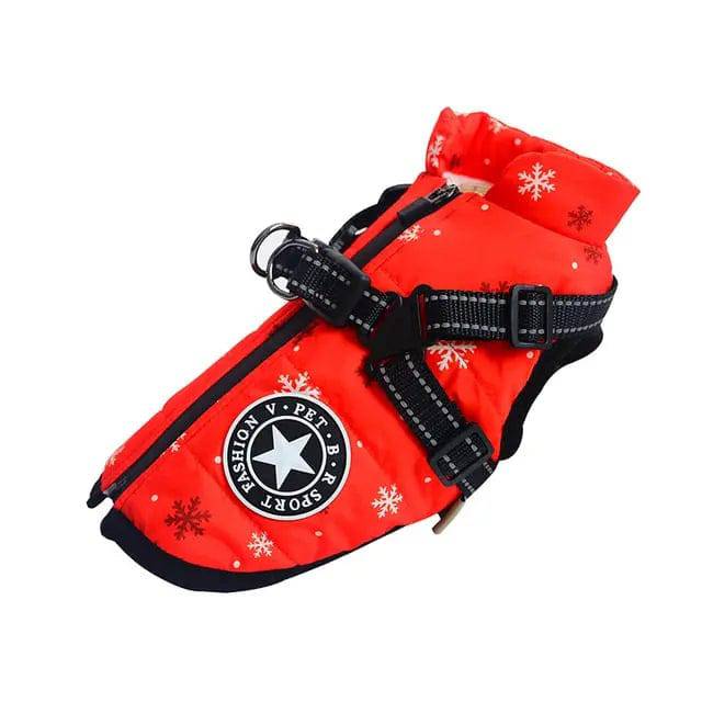 Snowflake Winter Pet Clothes For Small Large Dogs Warm Fleece Jacket Waterproof With Harness Clothing Puppy Costume - TrendyPet's Zone