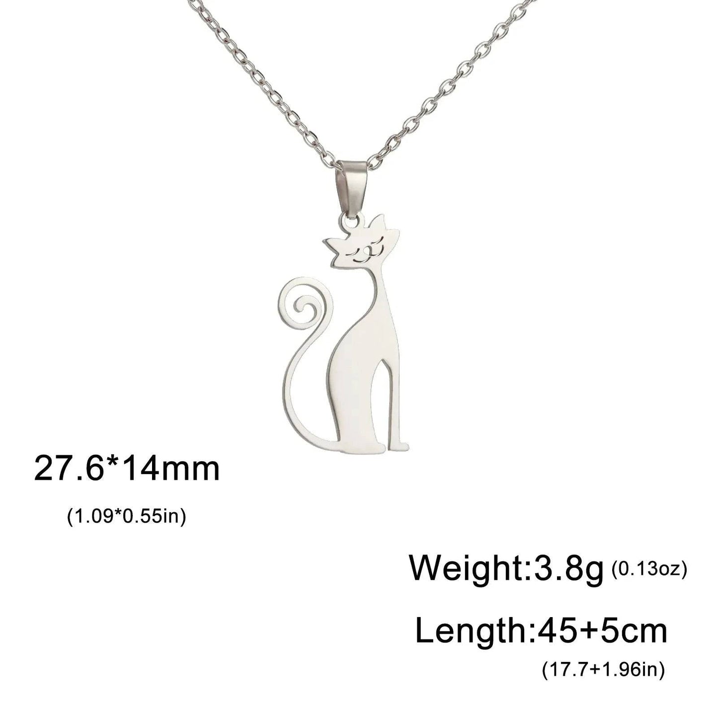 Steel Cat Straight Necklace for Women Funny Animal Stainless Steel Pendant Jewelry TRENDYPET'S ZONE